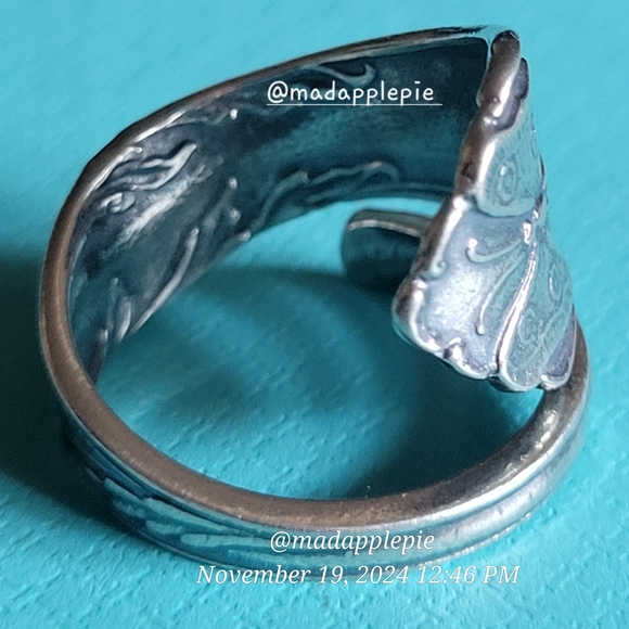 Vintage Sterling Silver Spoon Ring Butterfly Luxury Designer Celeb #136 - Picture 8 of 12